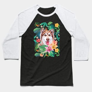 Tropical Siberian Husky 6 Baseball T-Shirt